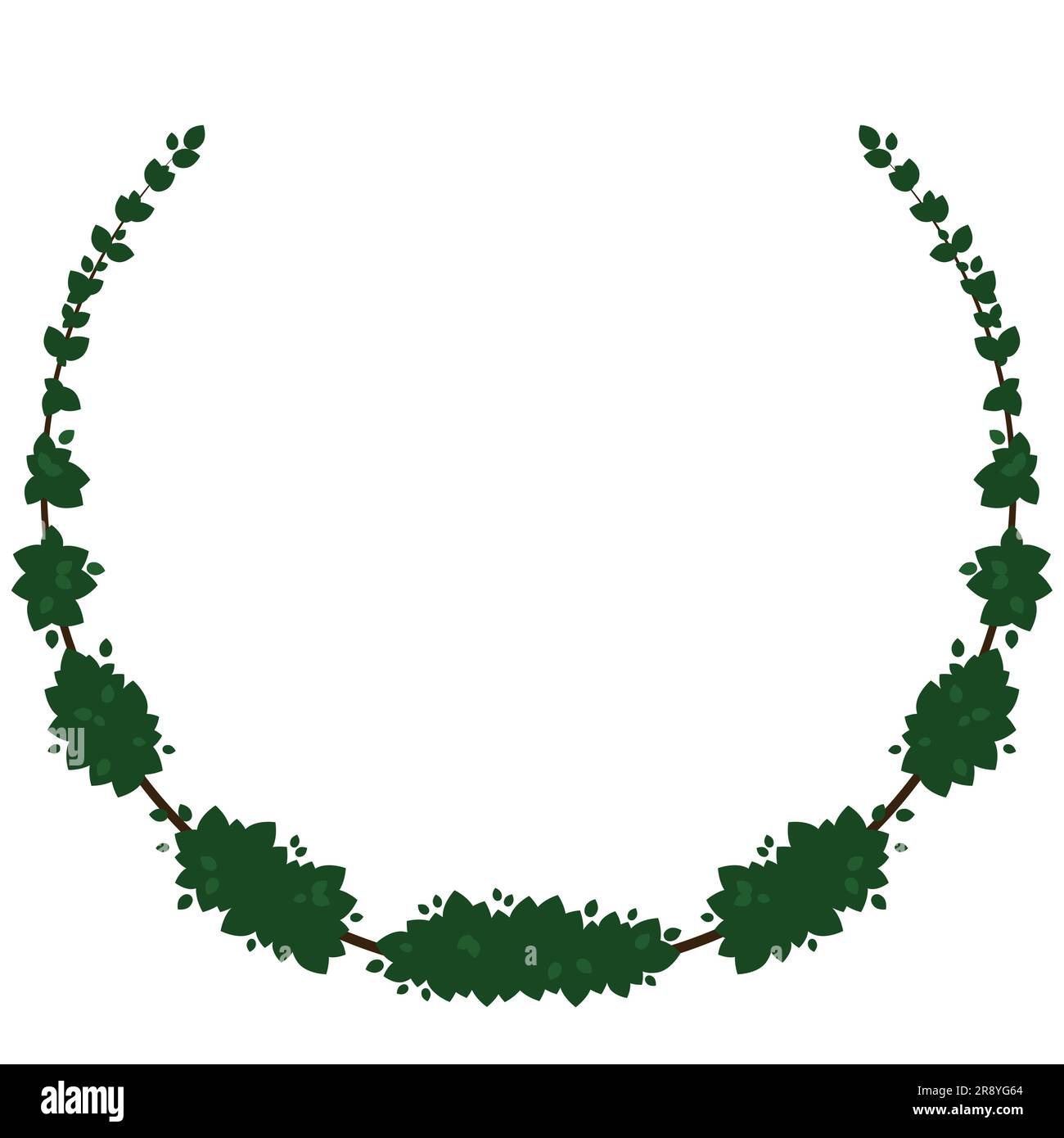 vector decorative round frame with green plants Stock Vector Image ...
