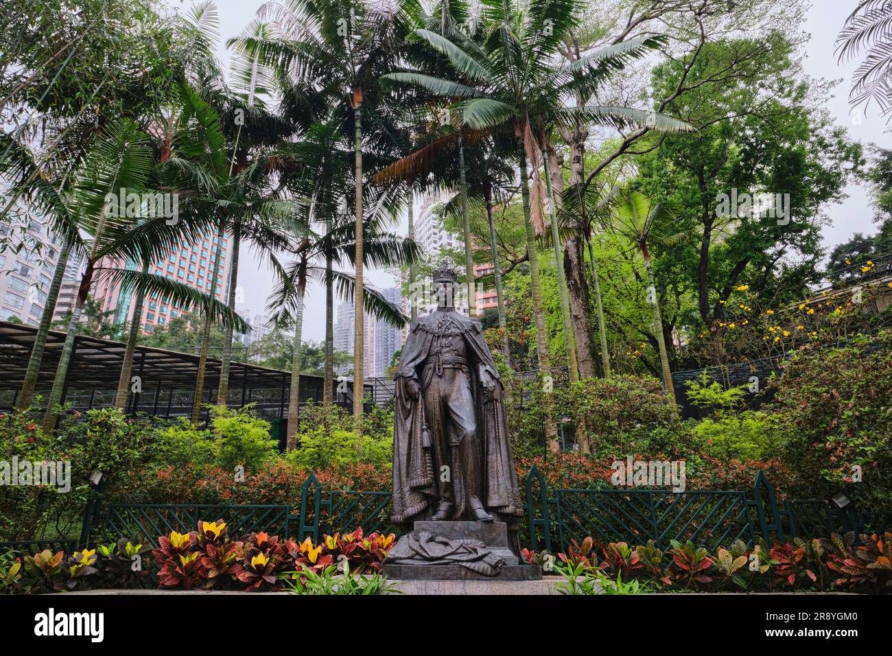 Hong Kong, China April 24 2023 King VI statue in Hong Kong Zoological and Botanical