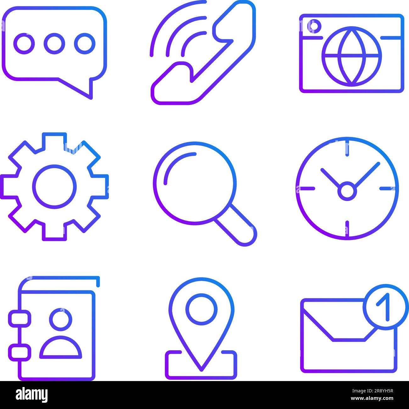 Business communication pixel perfect gradient linear vector icons set Stock Vector