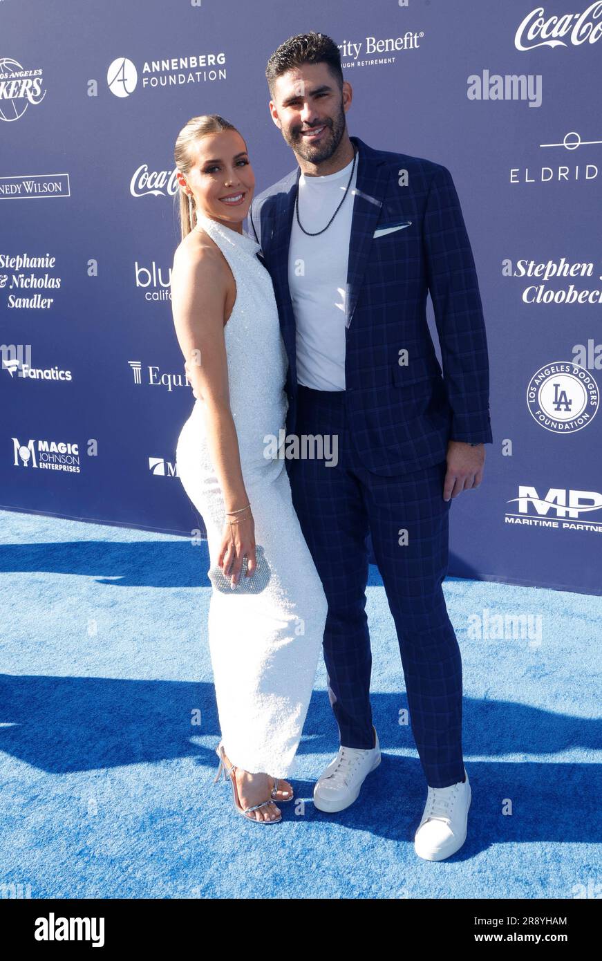 Los Angeles, Ca. 22nd June, 2023. Brooke Wheeler, J.D. Martinez at the LA Dodgers Foundation's 2023 Blue Diamond Gala at Dodger Stadium in Los Angeles, California on June 22, 2023. Credit: Faye Sadou/Media Punch/Alamy Live News Stock Photo