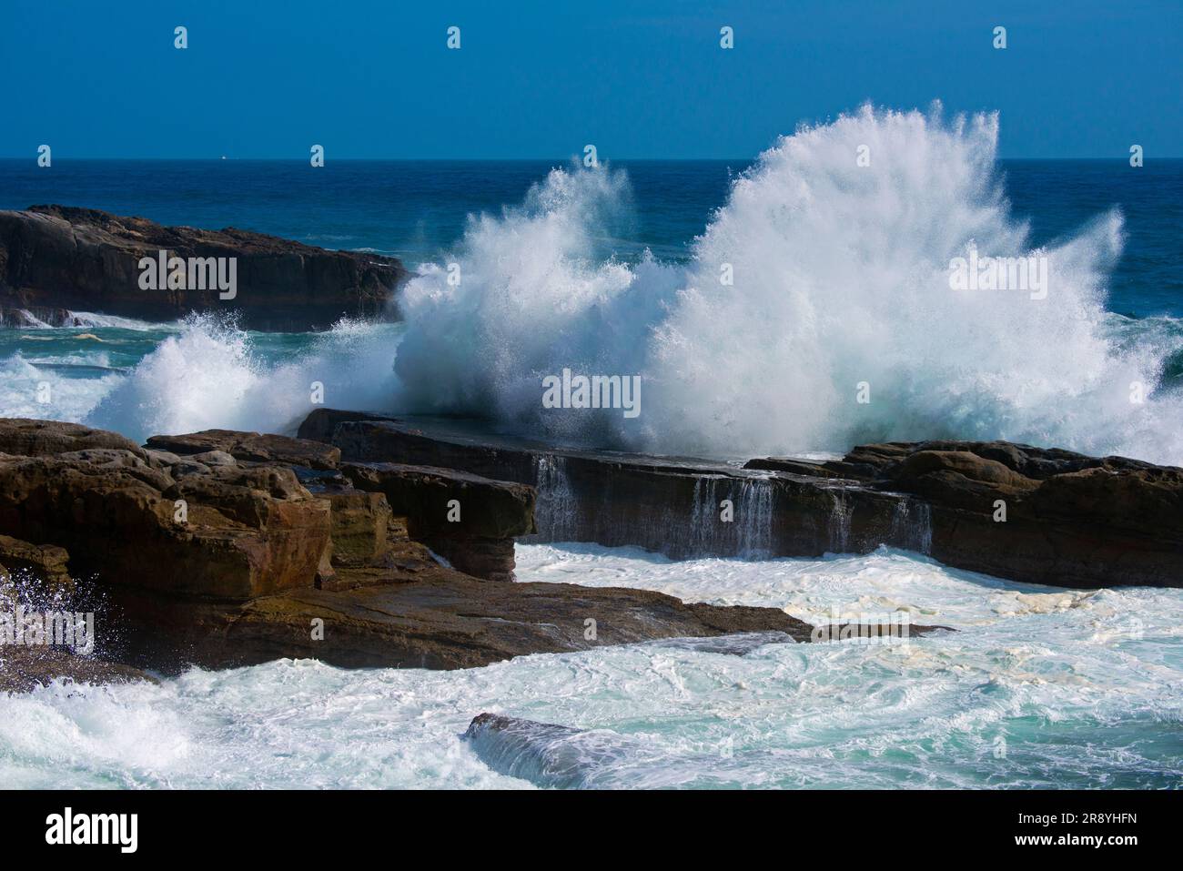 Senjojiki coast and the waves Stock Photo