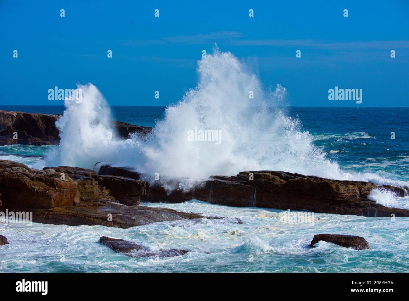 Senjojiki coast and the waves Stock Photo