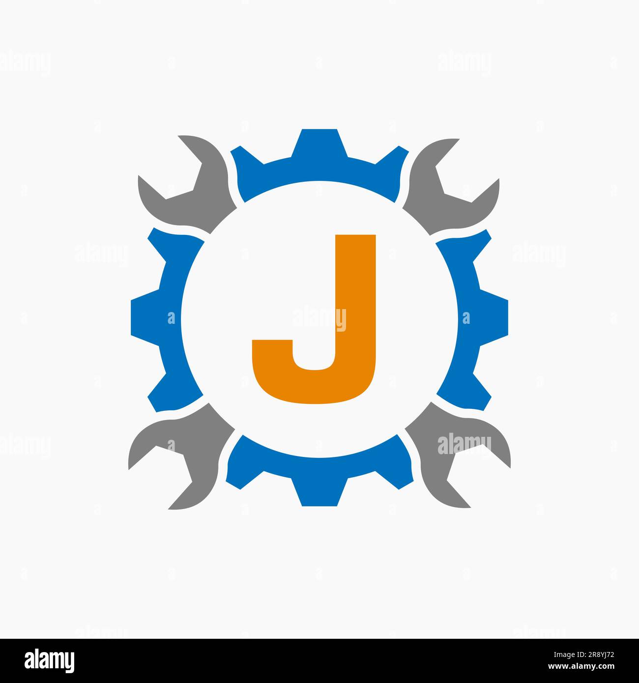 Letter J Repair Logo Gear Technology Symbol. Construction Service Logo
