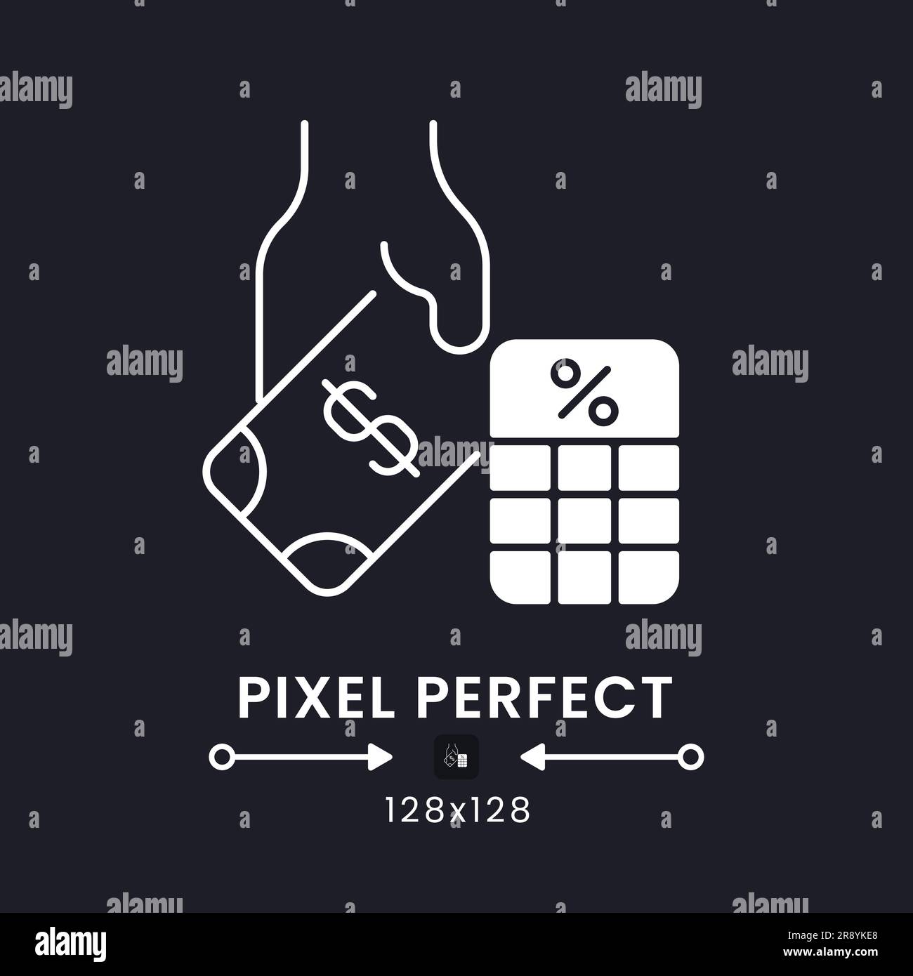 Payroll tax white solid desktop icon Stock Vector