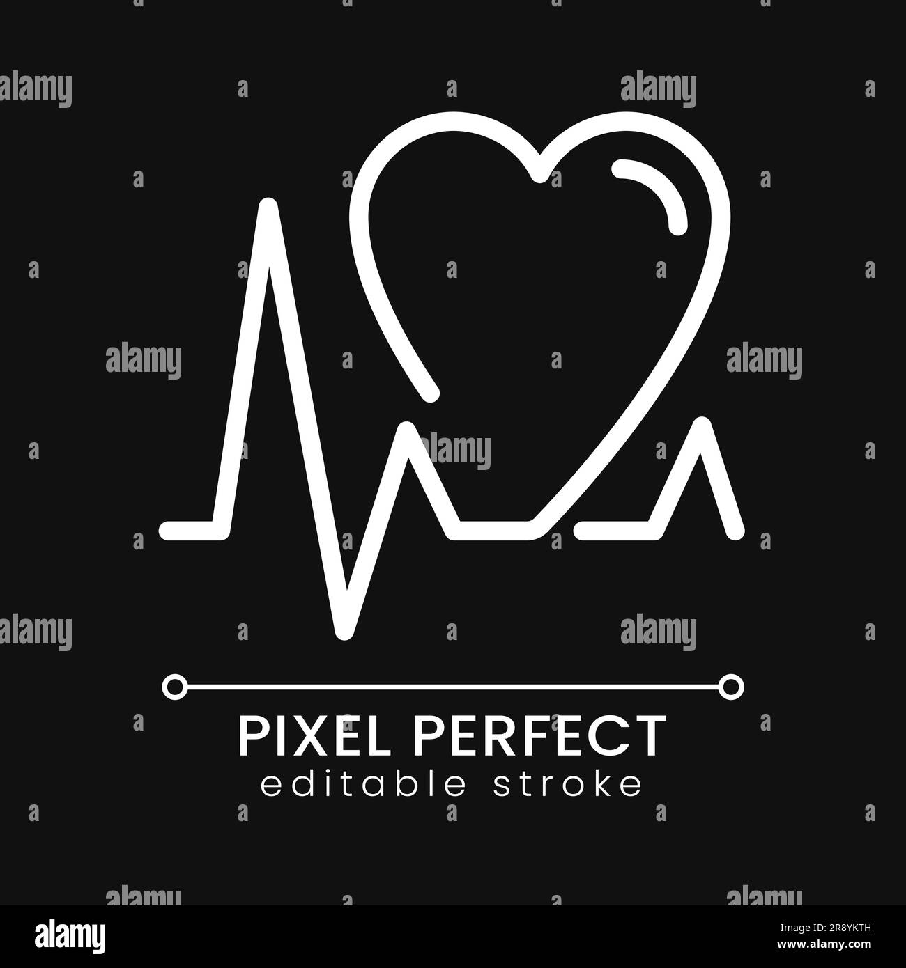 Cardiology pixel perfect white linear icon for dark theme Stock Vector