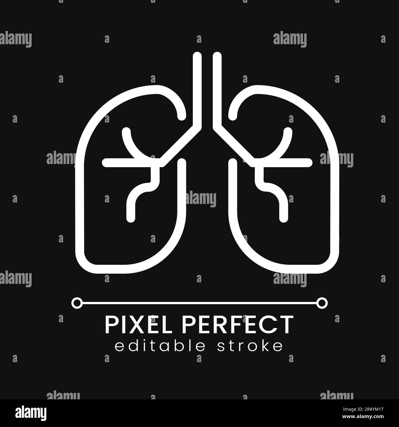 Human lungs pixel perfect white linear icon for dark theme Stock Vector ...