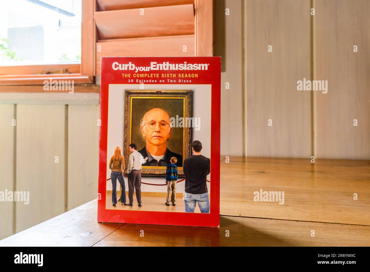 NEW ORLEANS, LA, USA - JUNE 16, 2023: Front cover of the 2 disc DVD for the Complete Sixth Season of 'Curb Your Enthusiasm' Stock Photo