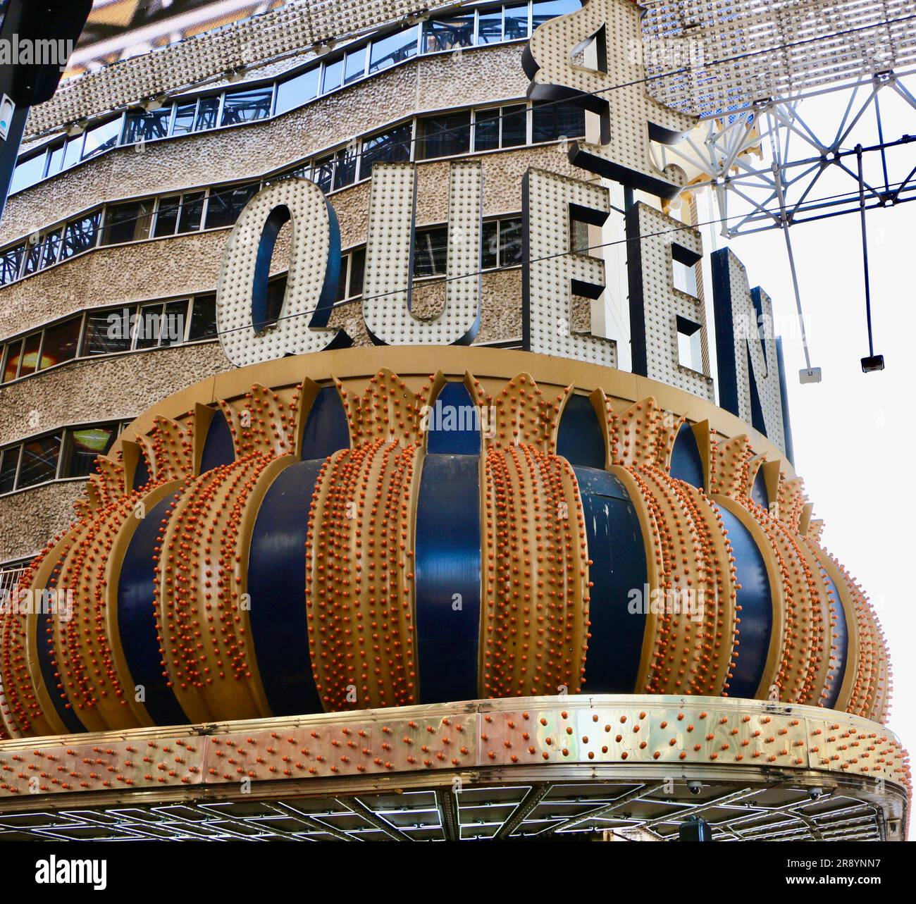Entrance to the Four Queens Hotel and Casino sign Casino Center Boulevard Downtown Las Vegas Nevada USA Stock Photo