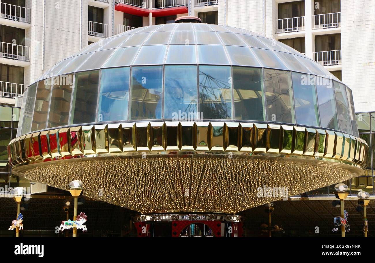 Entrance to the Plaza Hotel & Casino Casino Center Boulevard Downtown Las Vegas Nevada USA Stock Photo