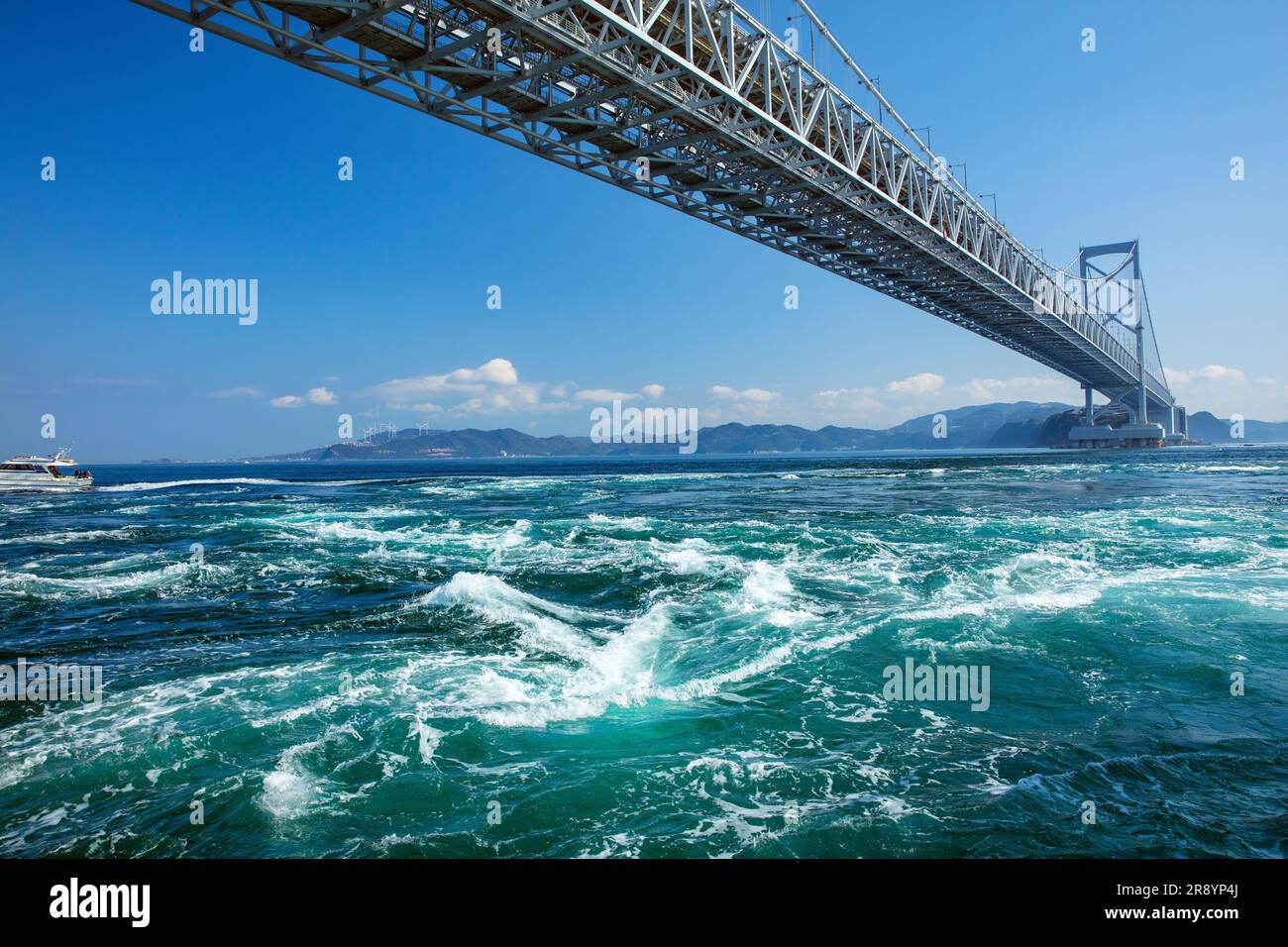 Onaruto bridge and Naruto whirlpools, Naruto Strait Stock Photo