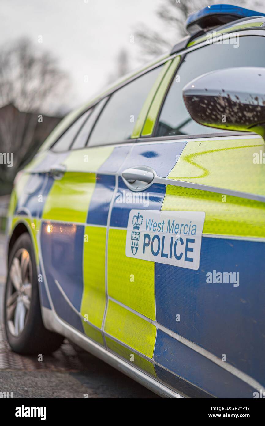 Close up side view of a West Mercia Police vehicle Stock Photo - Alamy