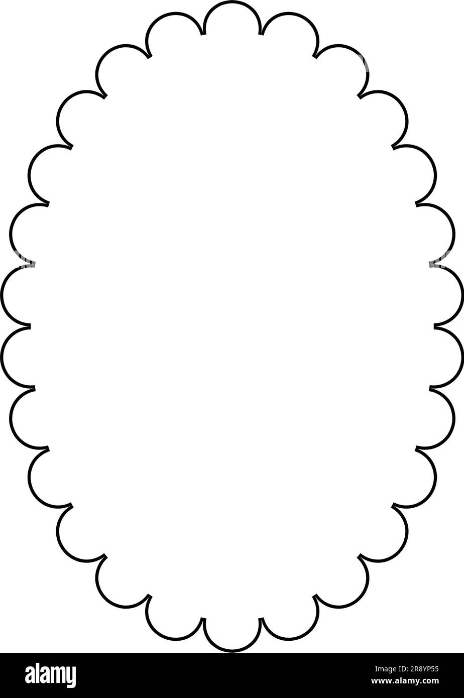 Oval frame round border design shape icon for decorative vintage doodle ...