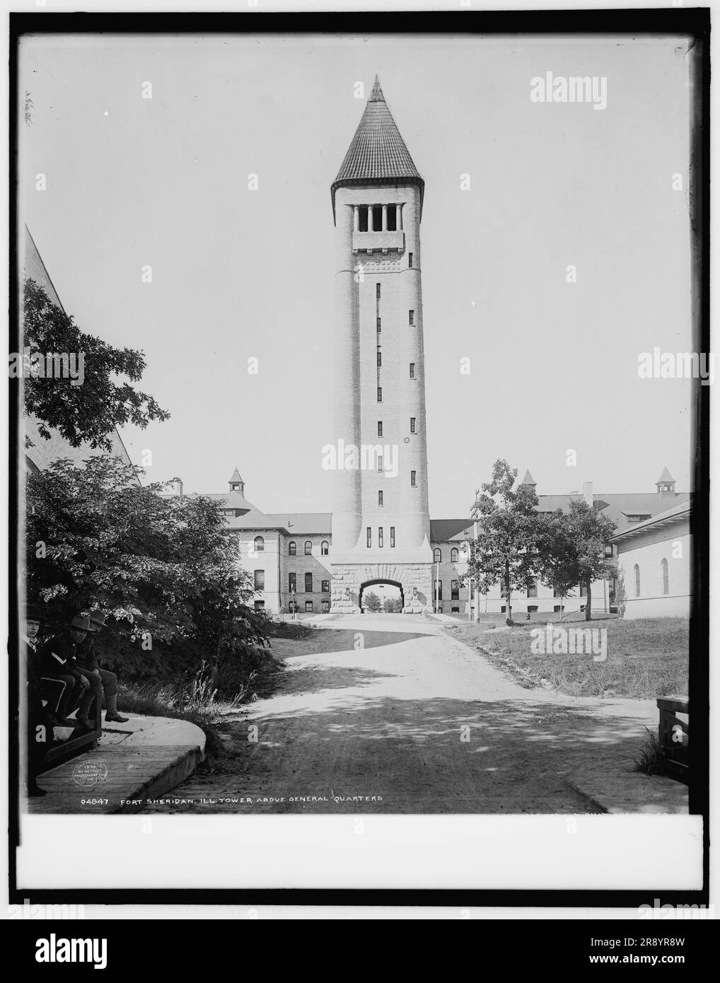 Fort Sheridan, Ill., tower above general quarters, c1898. Stock Photo