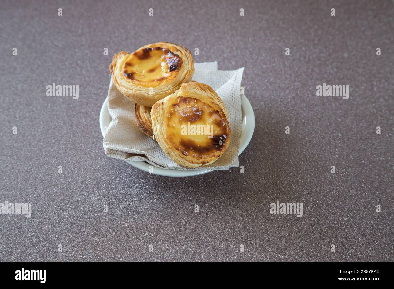 Pasteis de nata, traditional sweet of Portuguese cuisine. Small crunchy