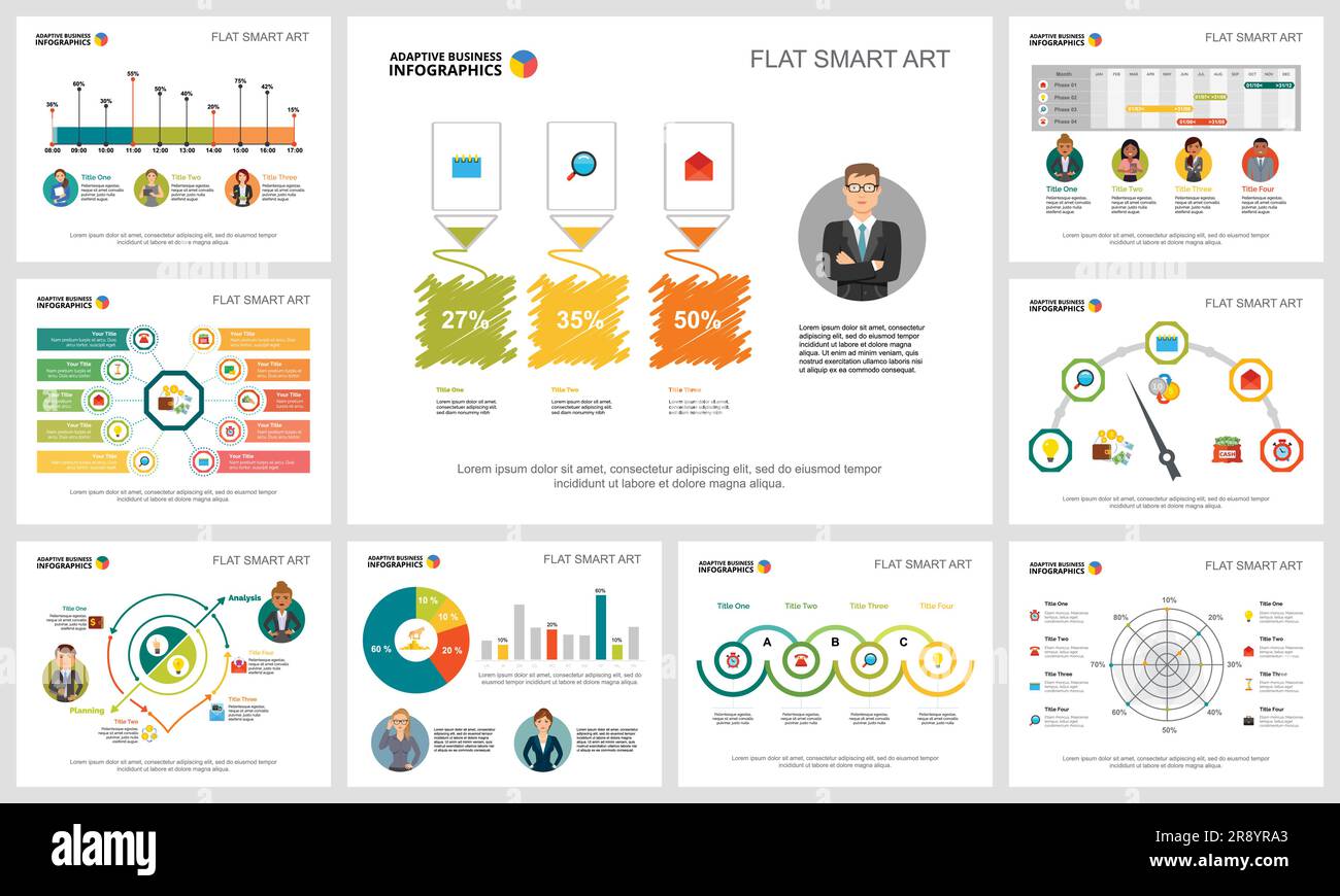 Colorful accounting or statistics concept infographic charts set Stock ...