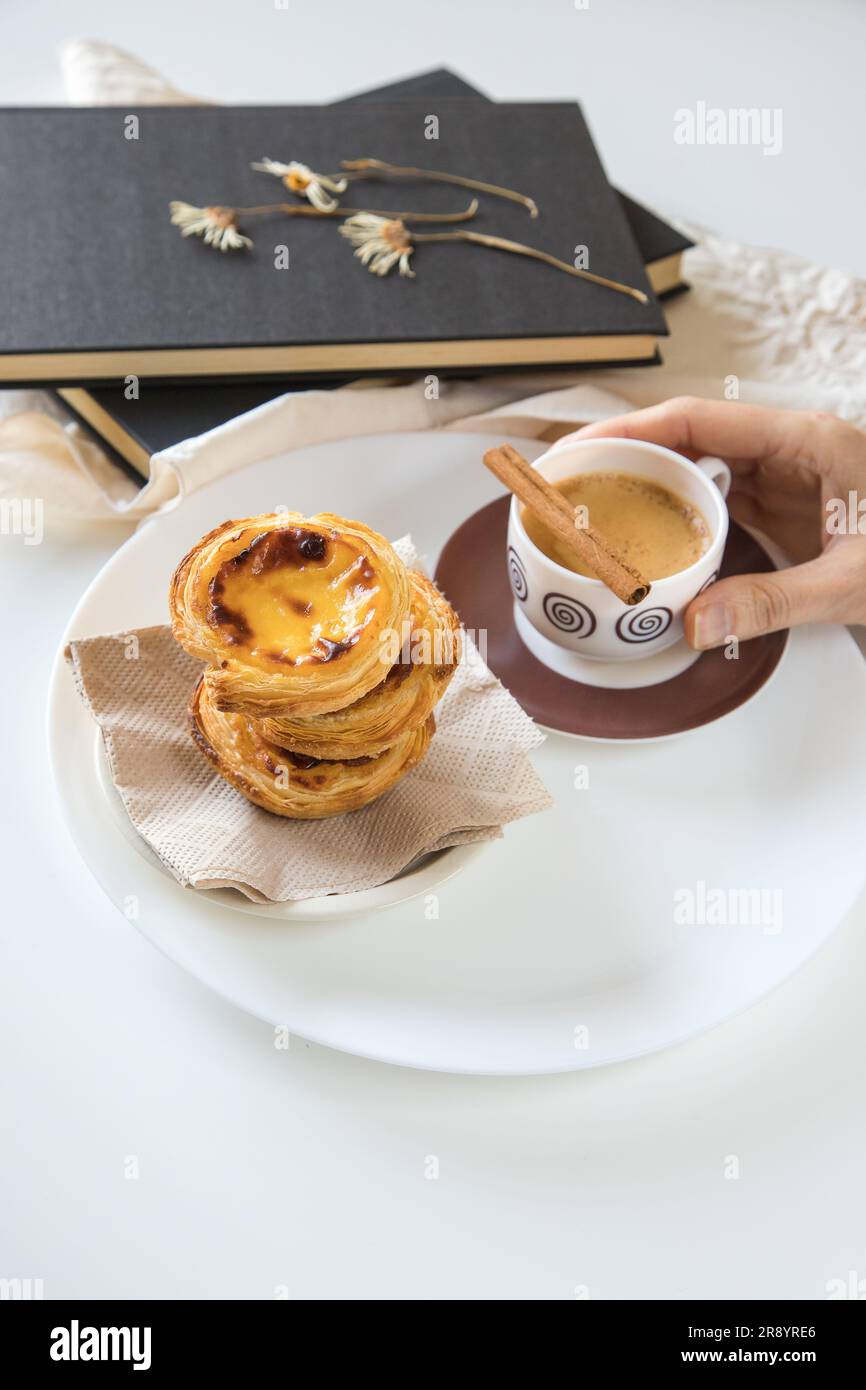 Pasteis de nata, traditional sweet of Portuguese cuisine. Small crunchy