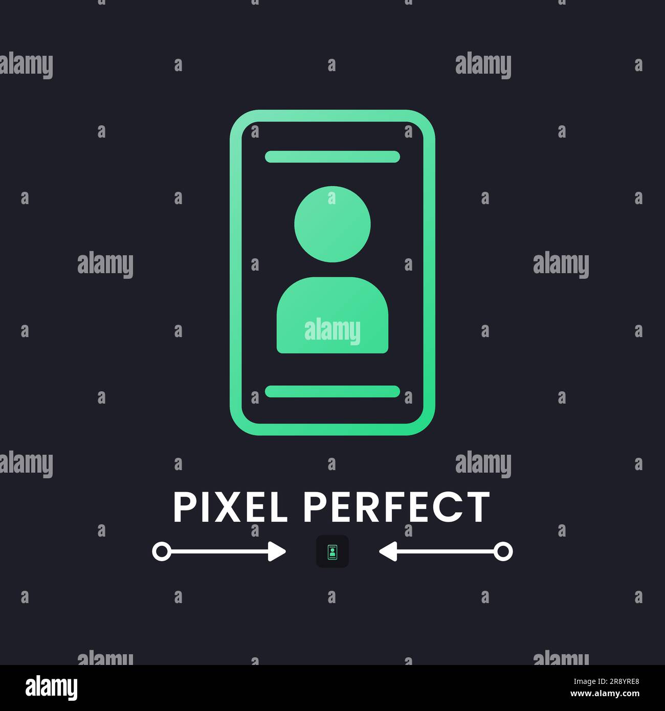 Personal profile green solid gradient desktop icon on black Stock Vector