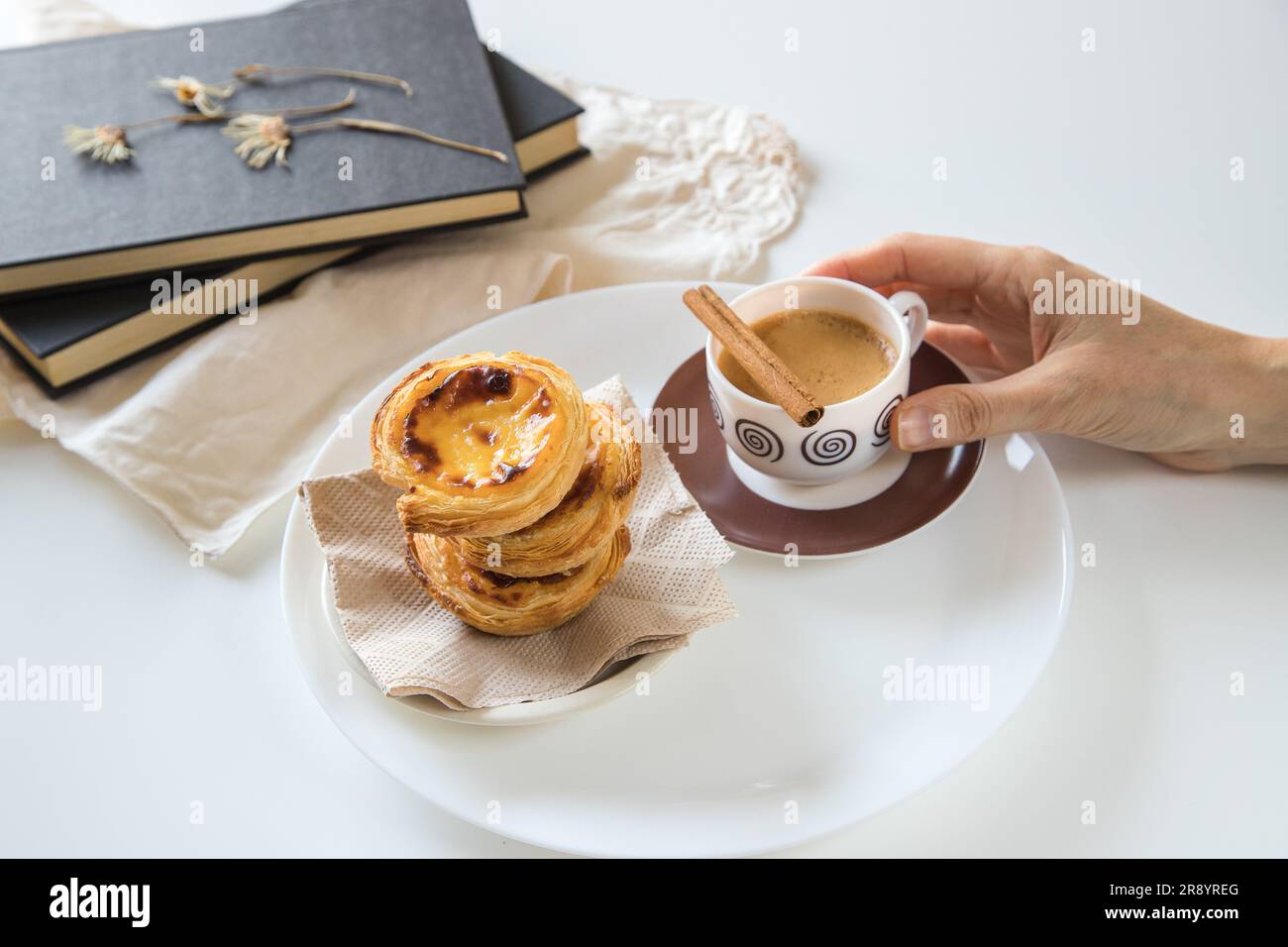 Pasteis de nata, traditional sweet of Portuguese cuisine. Small crunchy