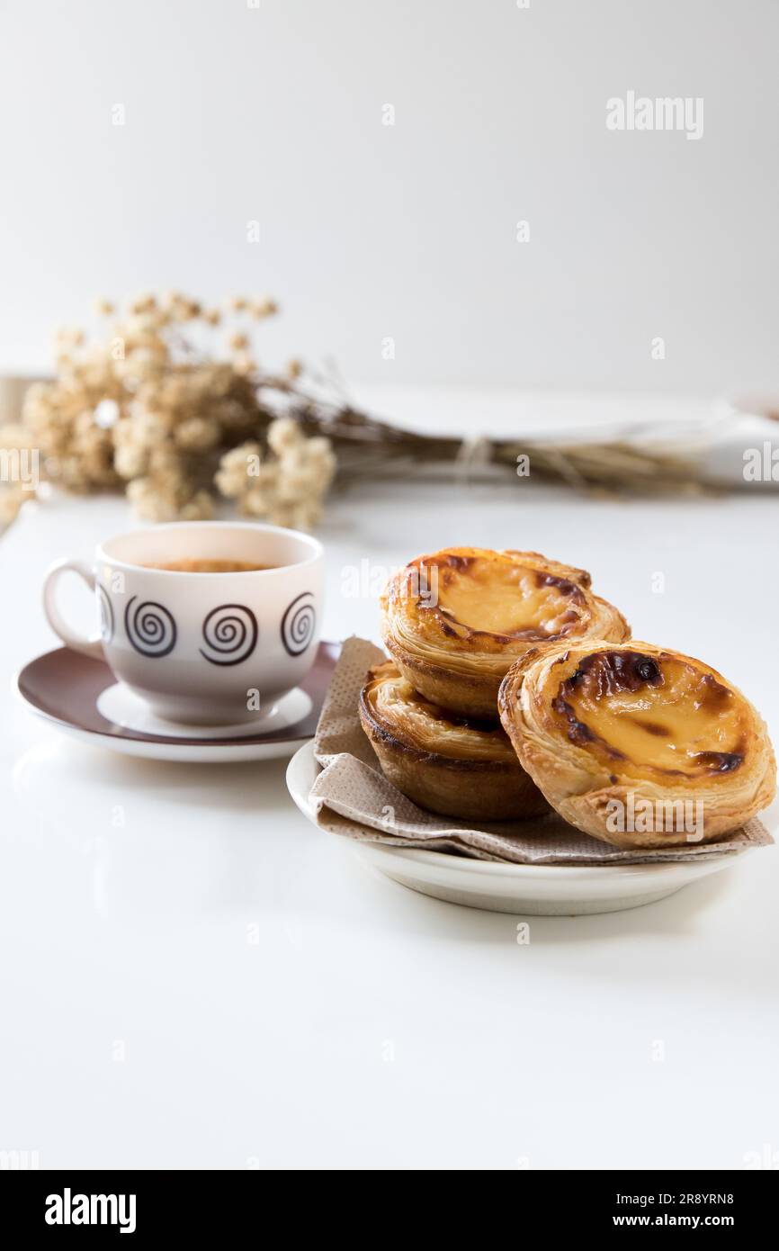 Pasteis de nata, traditional sweet of Portuguese cuisine. Small crunchy