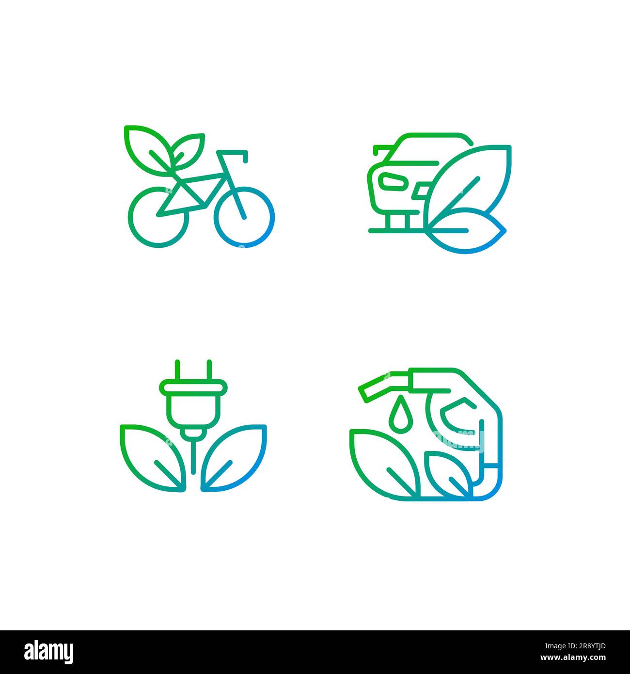 Eco friendly vehicle pixel perfect gradient linear vector icons set Stock Vector