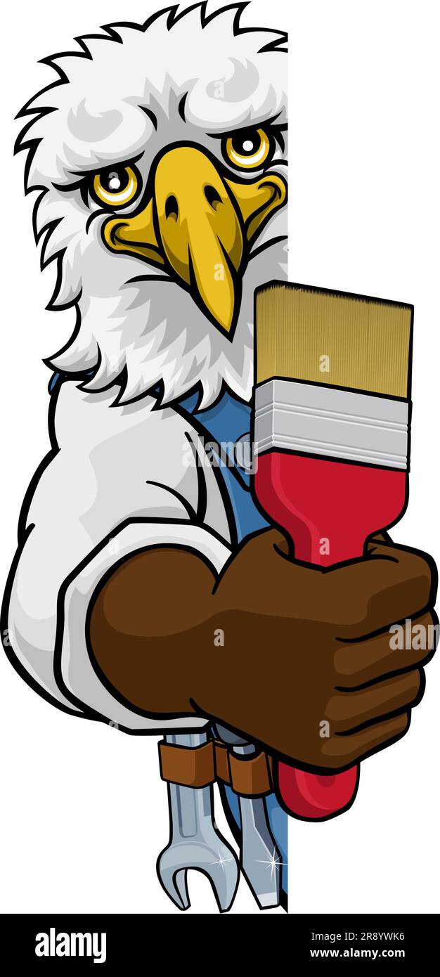 Eagle Painter Decorator Holding Paintbrush Stock Vector