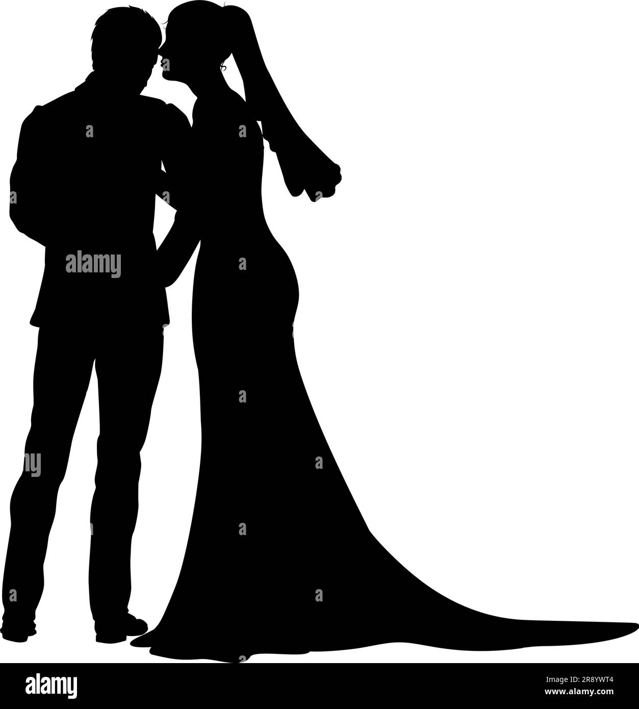 Bride And Groom Couple Wedding Dress Silhouettes Stock Vector Image ...