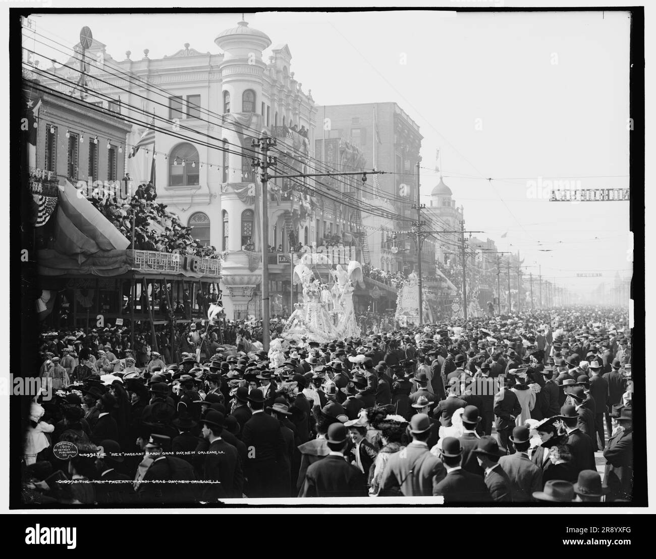 The Rex pageant, Mardi Gras Day, New Orleans, La., c1907. The 'Rex' character reigns as 'The King of Carnival' during annual Mardi Gras festivities. Stock Photo