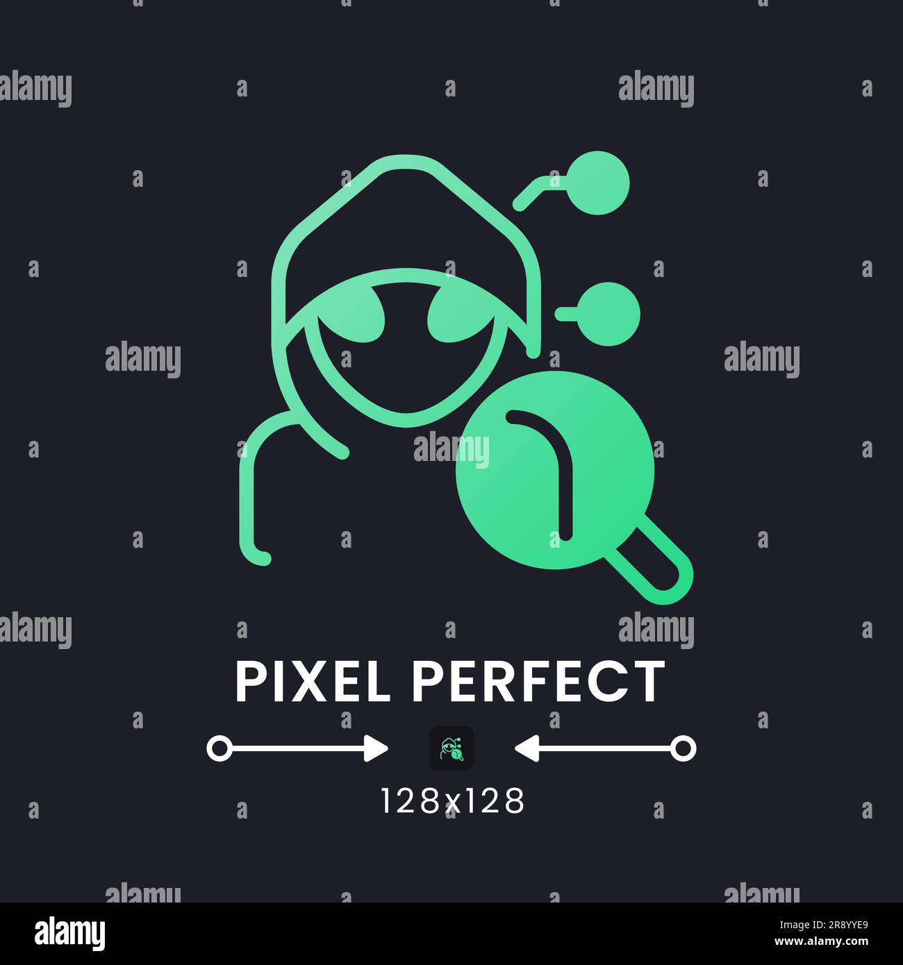 Attack analytics green solid gradient desktop icon on black Stock Vector
