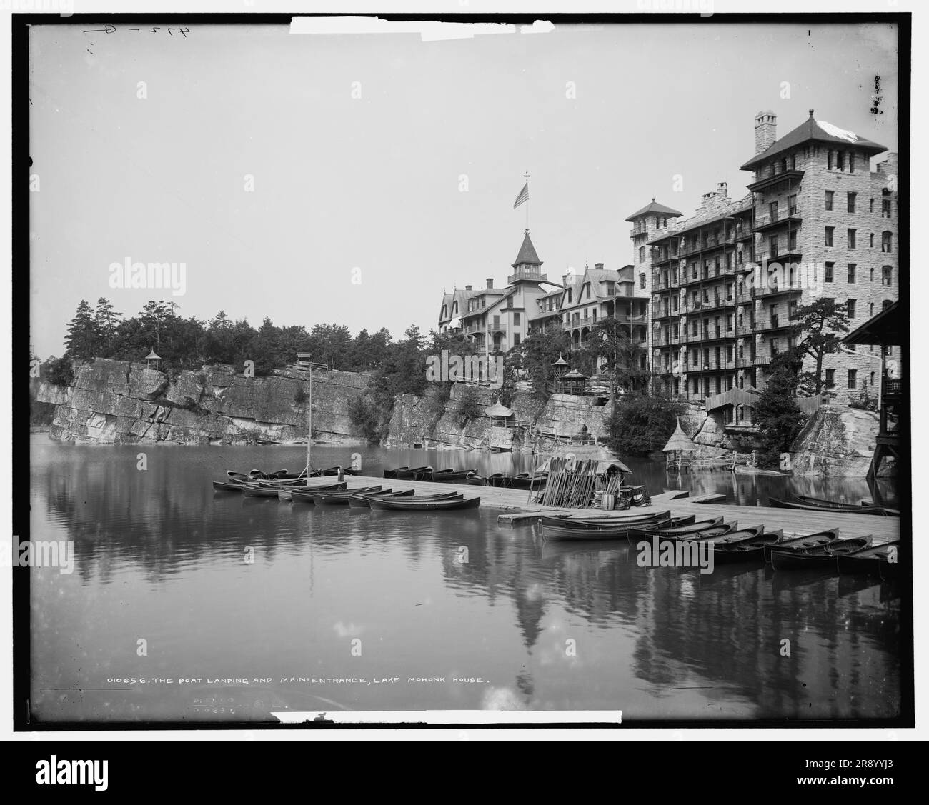 The Boat landing and main entrance, Lake Mohonk House, c1902 Stock ...