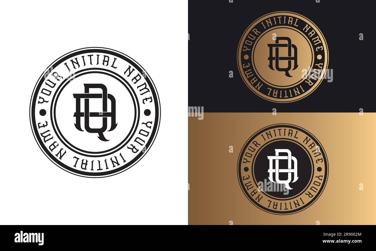 Luxury Initial AQ or QA Monogram Letter Text Logo Streetwear Fashion AQ Initial Logotype Traditional Initial Font Stock Vector