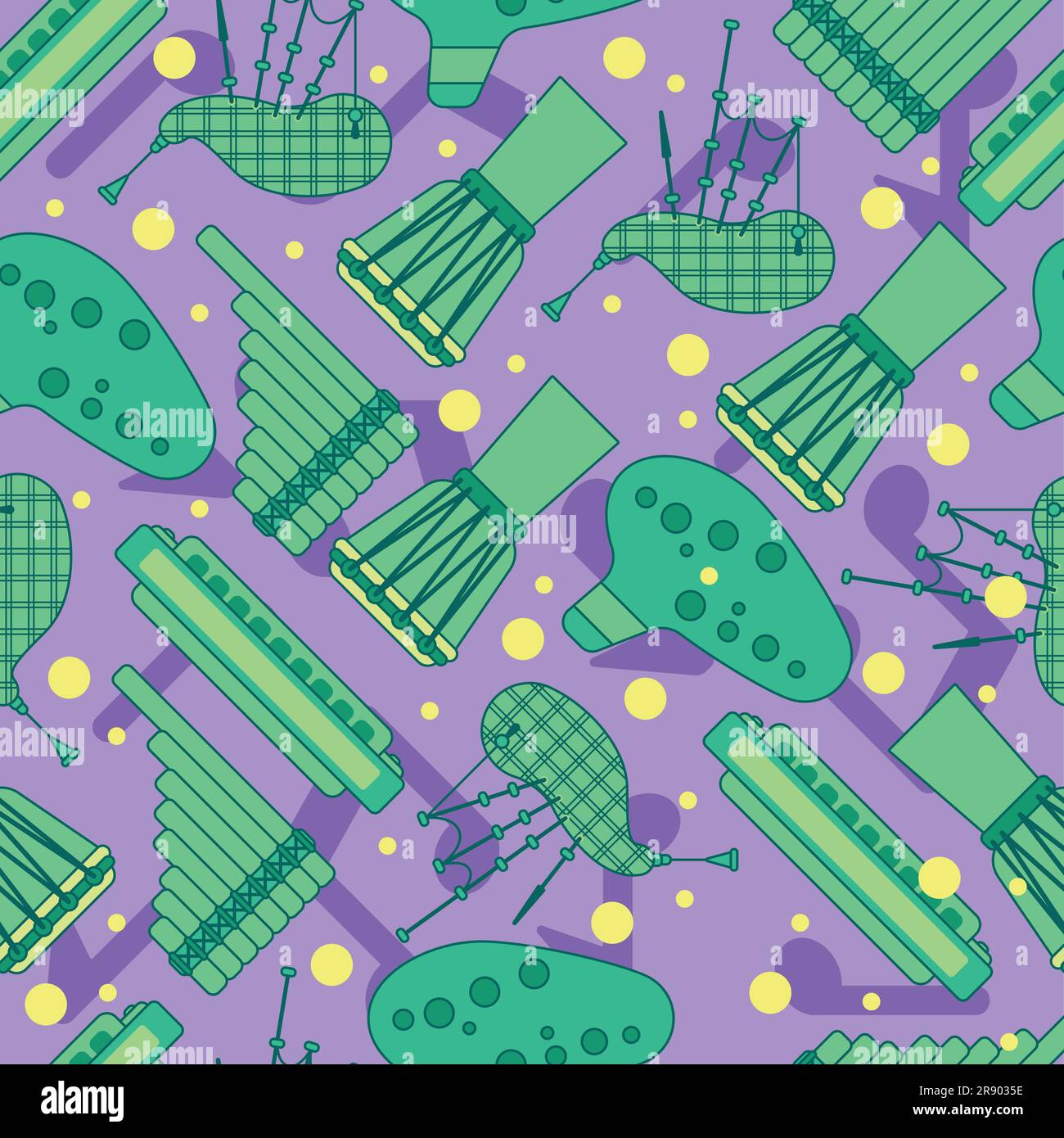 Colored seamless pattern background with musical instruments Vector ...