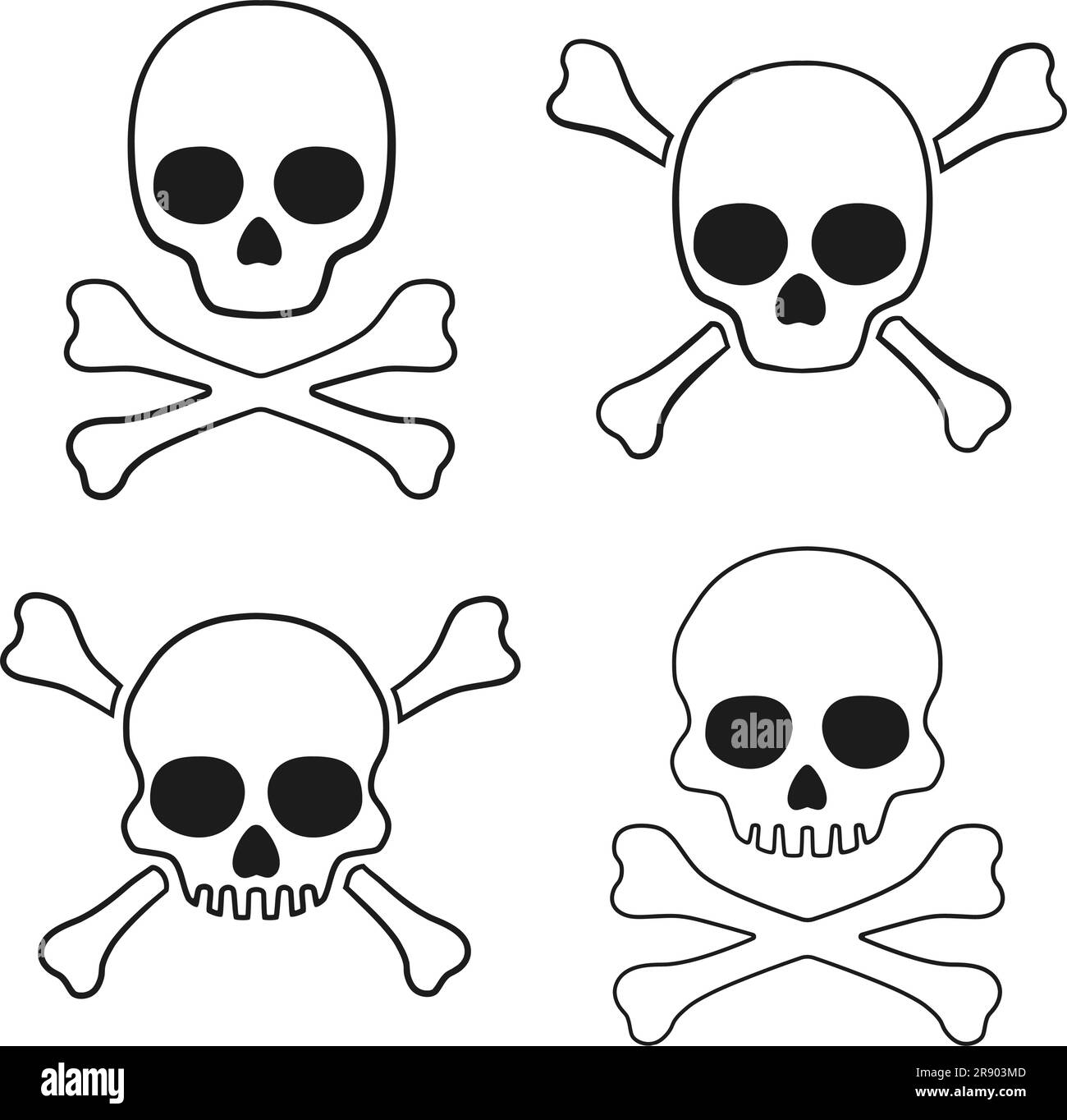 Set of skulls and crossbones Stock Vector