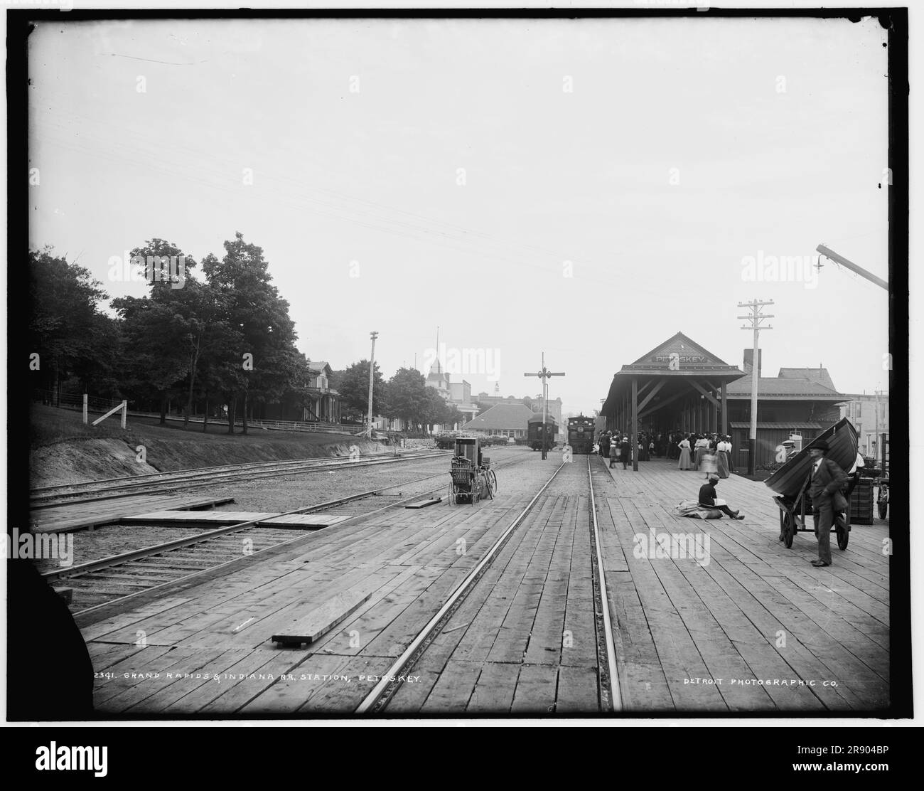 Grand Rapids &amp; Indiana R.R. station, Petoskey, between 1890 and 1901. Stock Photo