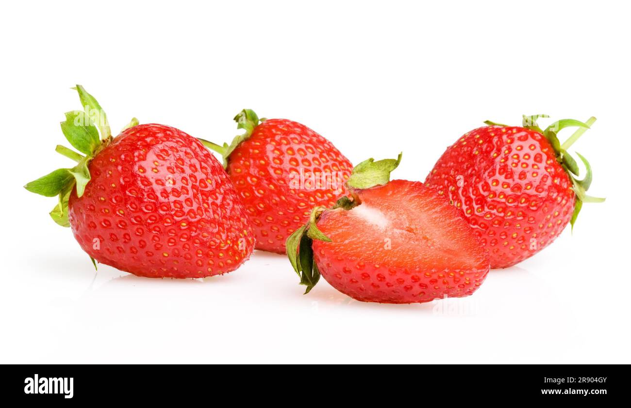 Fresh and tasty strawberries on white background Stock Photo - Alamy