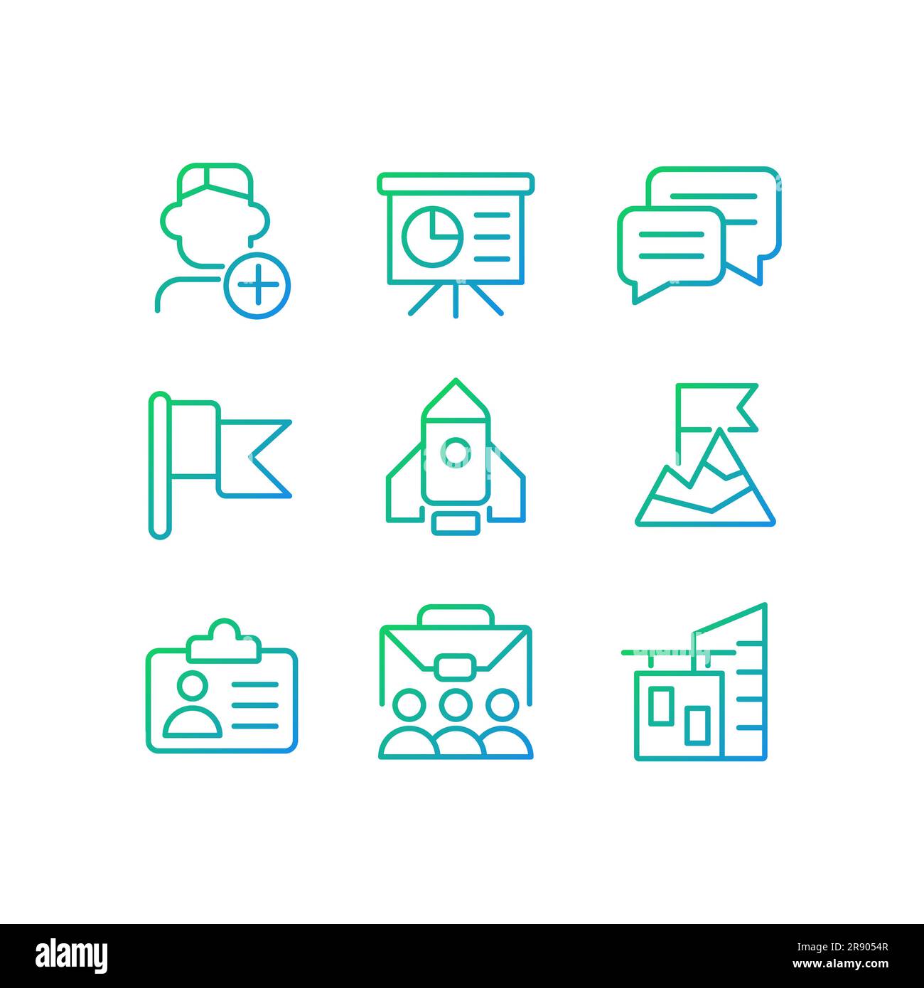 Career goals pixel perfect gradient linear vector icons set Stock Vector