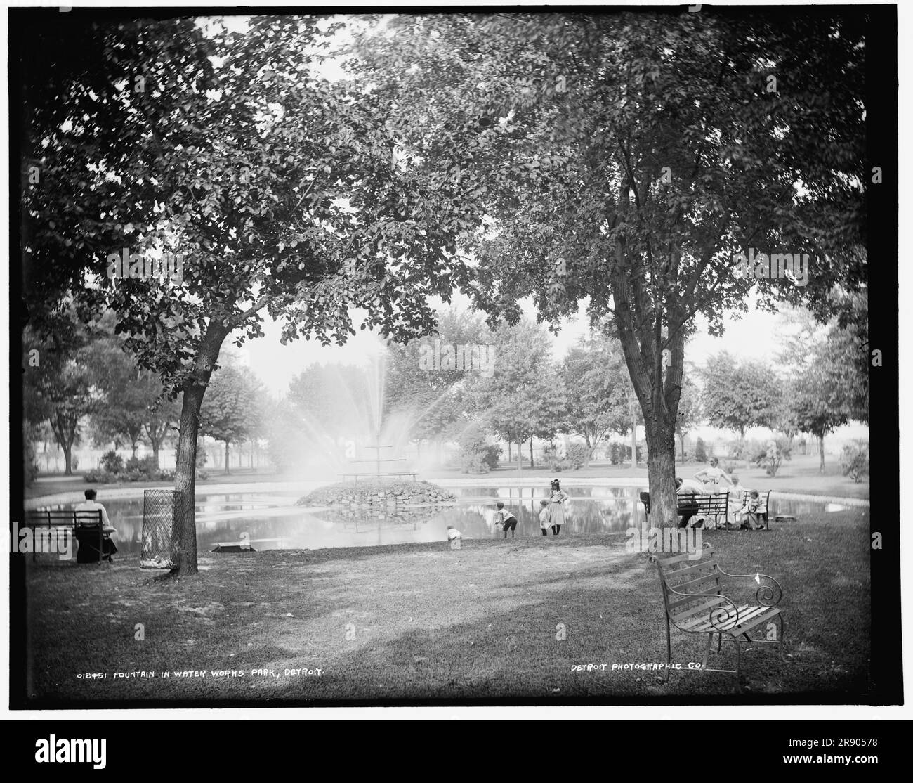 Fountain in Water Works Park, Detroit, between 1890 and 1901 Stock