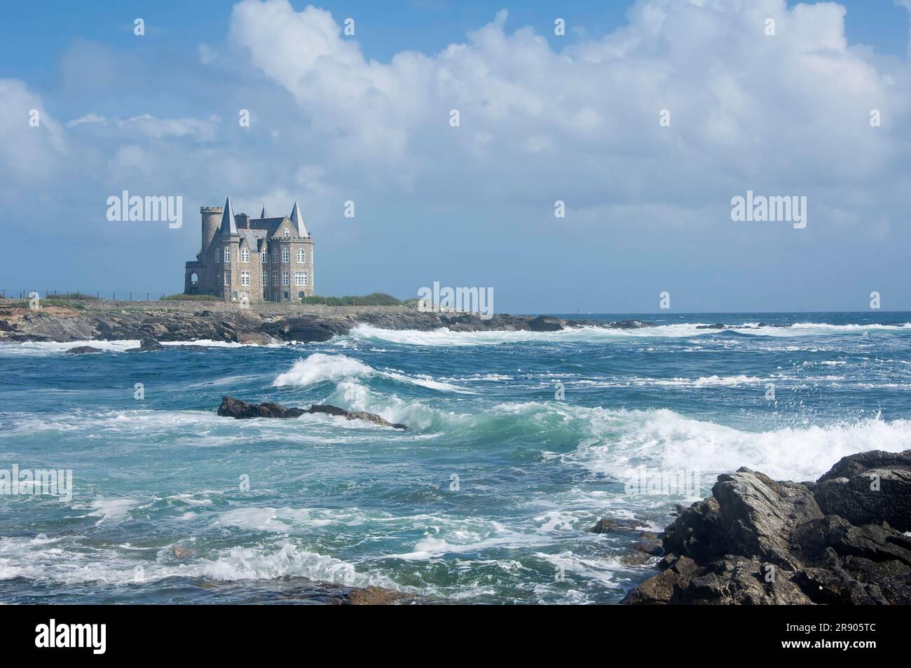 Beg er Lan, Chateau Turpault, Cote Sauvage, Quiberon Peninsula, Brittany, France Stock Photo
