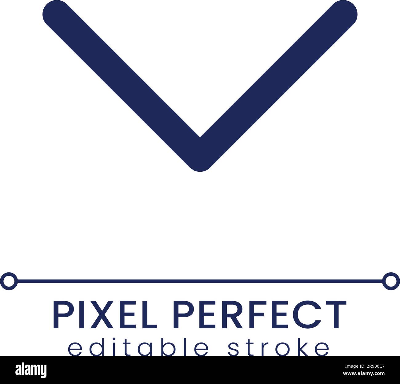Scroll down pixel perfect linear ui icon Stock Vector