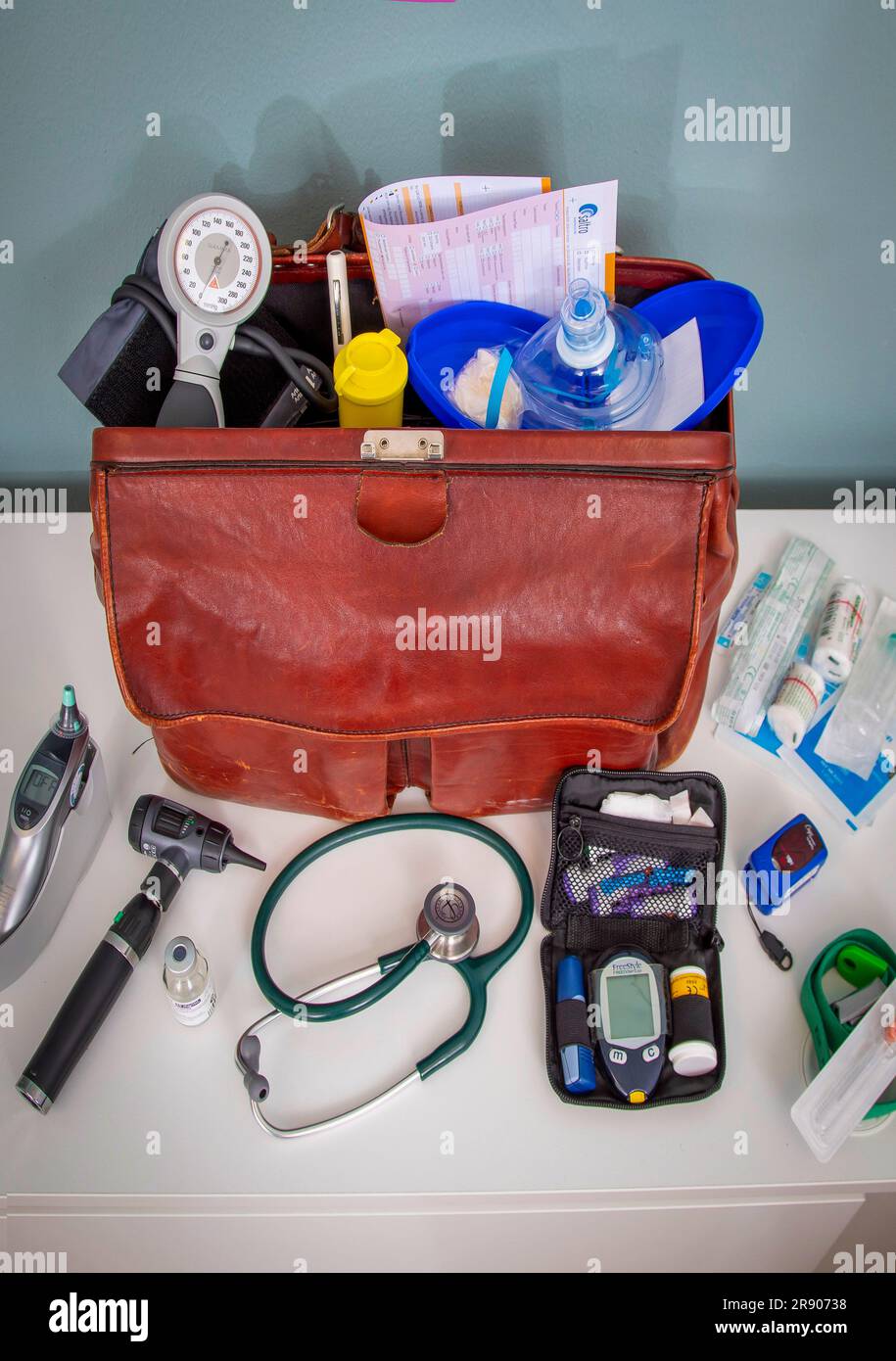 Netherlands, a doctor's bag with contents Stock Photo Alamy