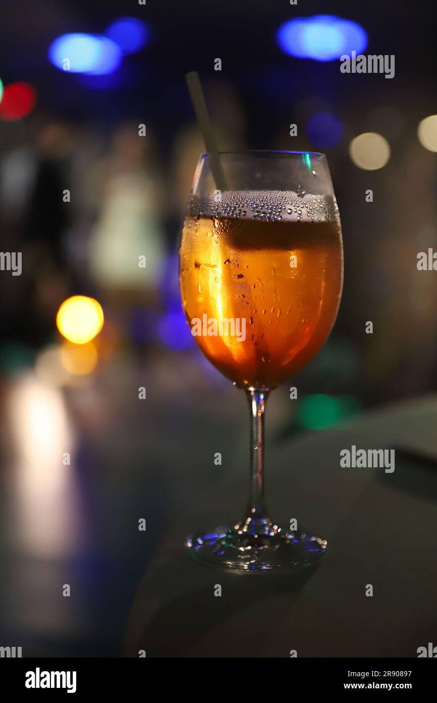 Origial typical italian beverage, aperol aperitif made with prosecco