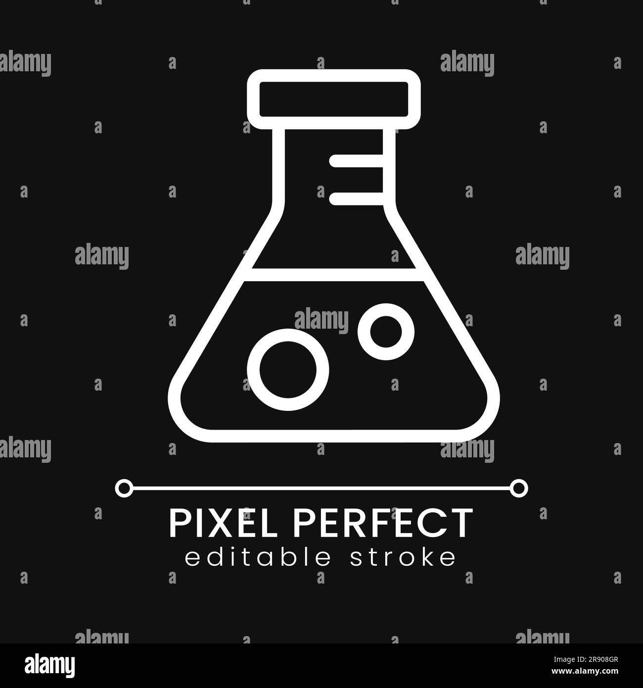 Conical flask pixel perfect white linear icon for dark theme Stock ...