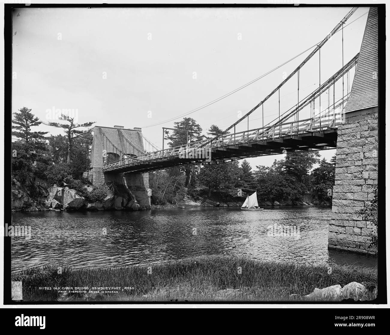 Old chain bridge, Newburyport, Mass., first suspension bridge in