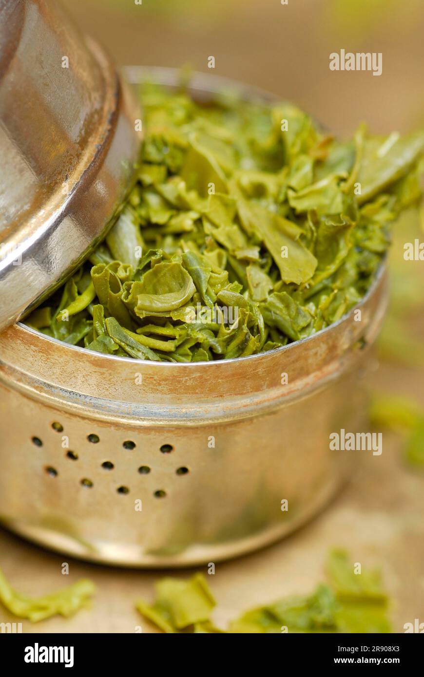 Tea egg with green tea leaves, tea egg, tea leaves, green tea Stock