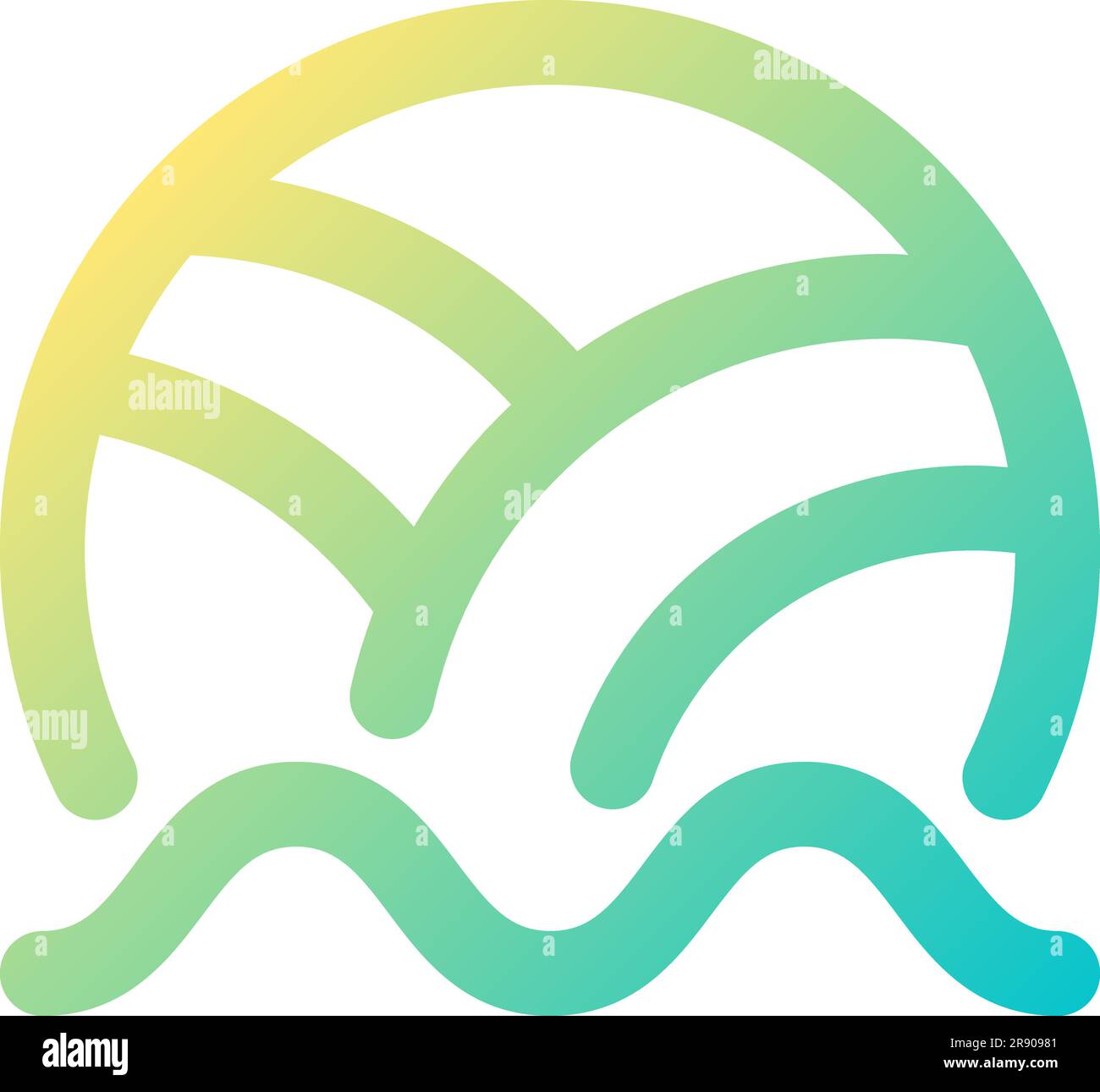 Beach volleyball pixel perfect gradient linear ui icon Stock Vector