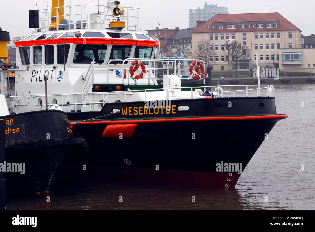 Tugboat 'Weserlotse' in Bremerhafen, pilot boat, Bremen, Germany Stock Photo
