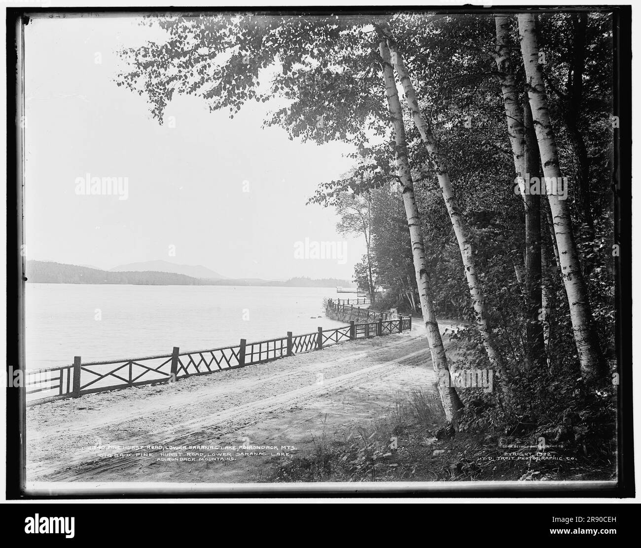 Pine Hurst Road, Lower Saranac Lake, Adirondack Mts., c1902 Stock Photo
