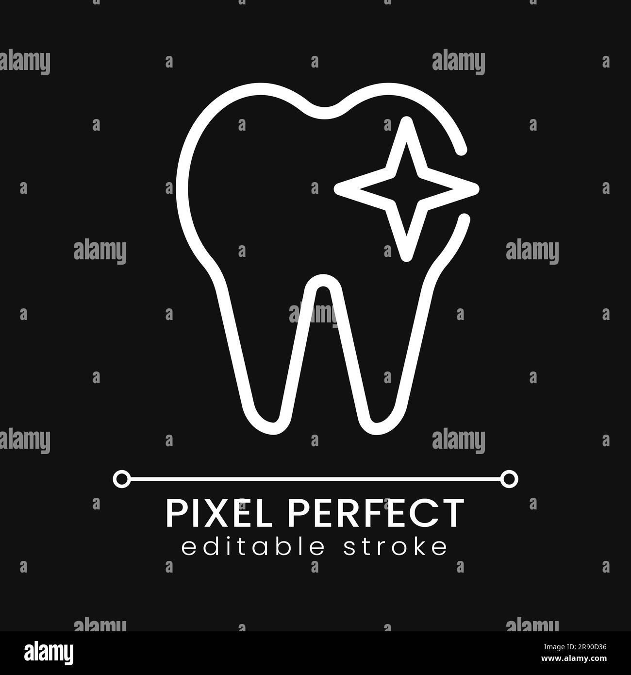 Tooth pixel perfect white linear icon for dark theme Stock Vector Image ...
