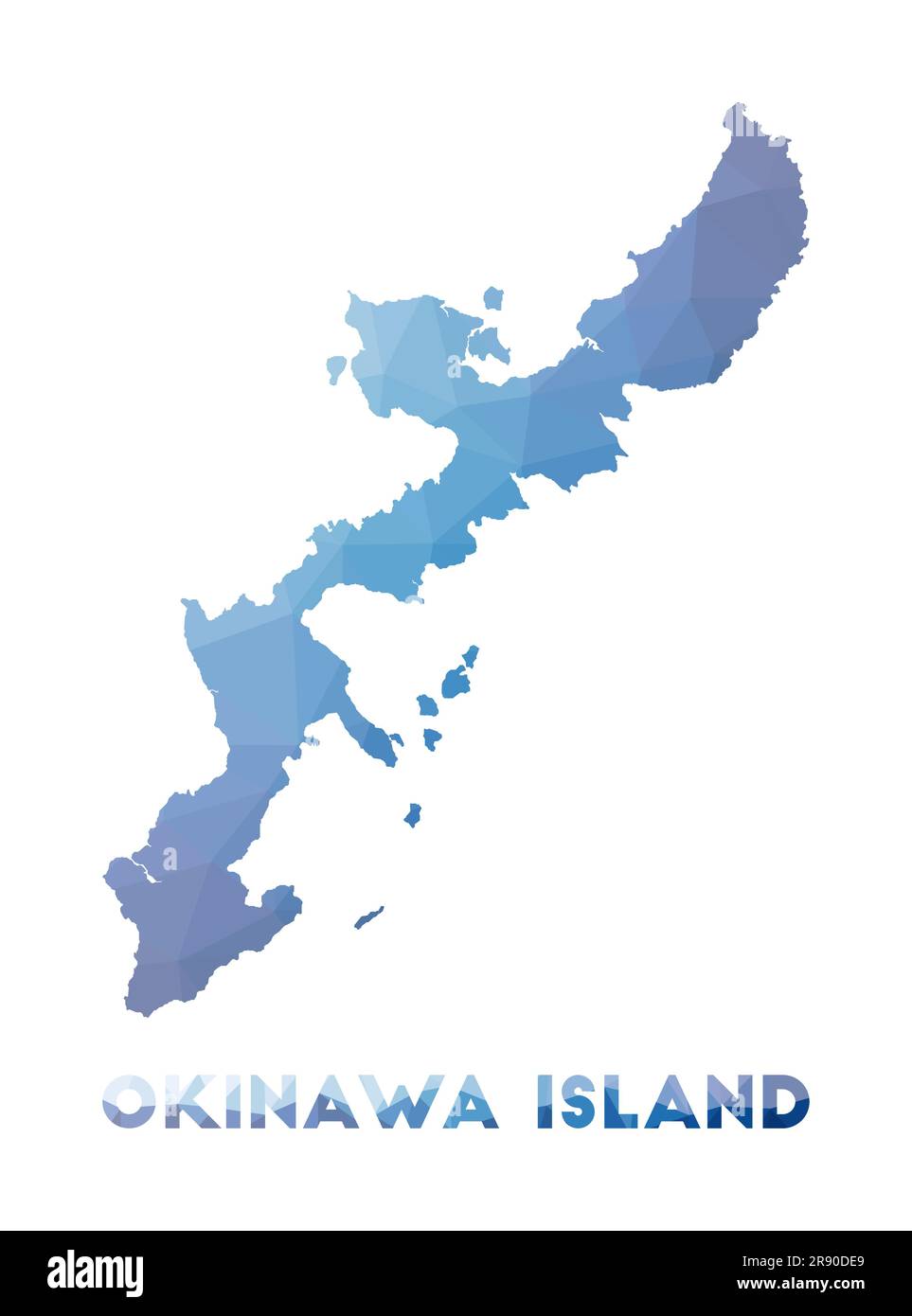 Low poly map of Okinawa Island. Okinawa Island polygonal map. Technology, network