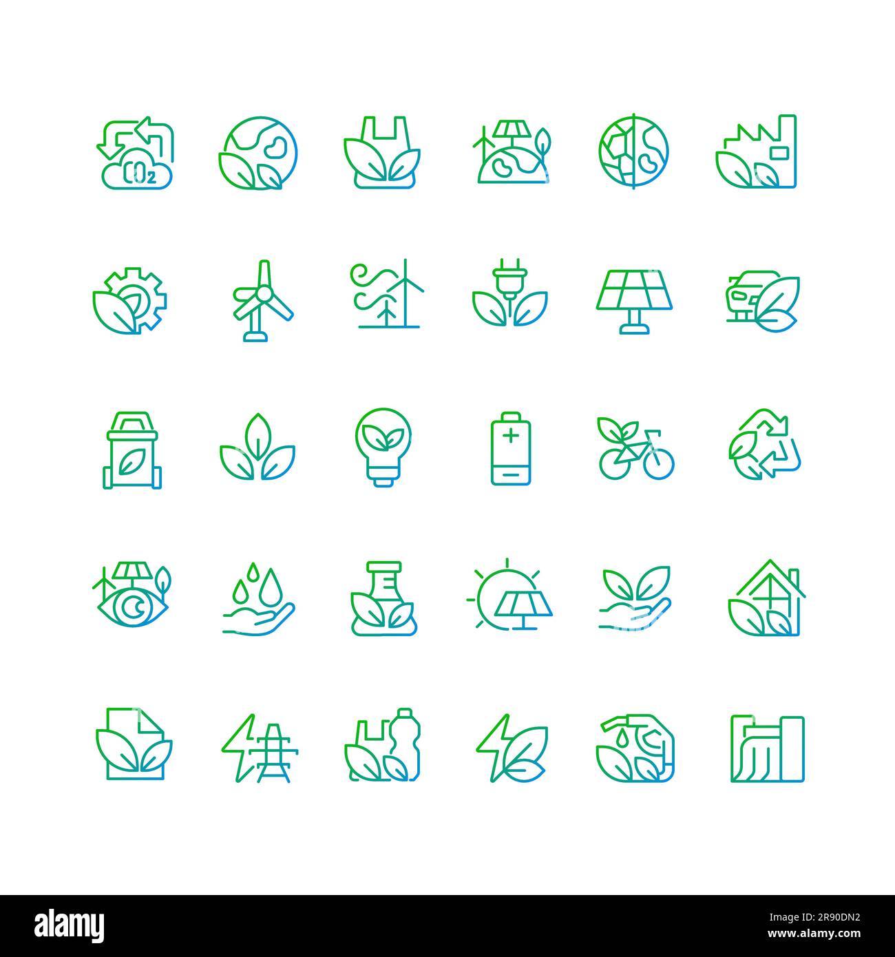 Ecology pixel perfect gradient linear vector icons set Stock Vector