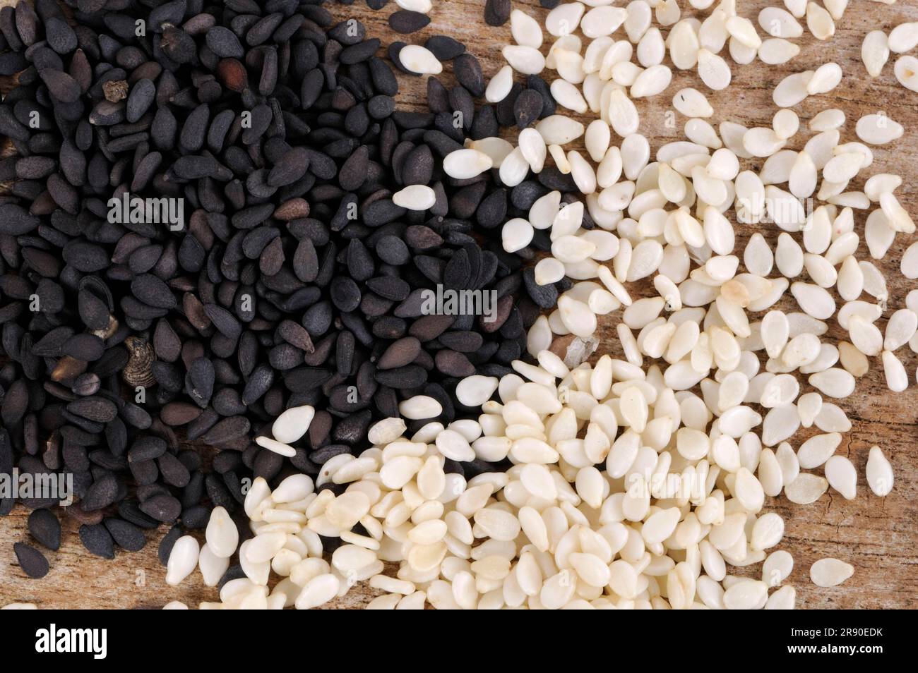 White sesame (Sesamum indicum) and black sesame, sesame seeds Stock ...